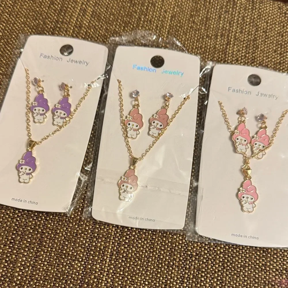 3242-Matt Fun Items- Earrings & Necklace Set Price For 1 Set